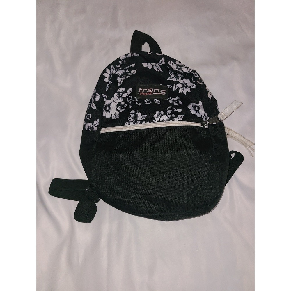 Trans by JanSport Mini Backpack Black White Floral Hibiscus Print JS0A3EPH